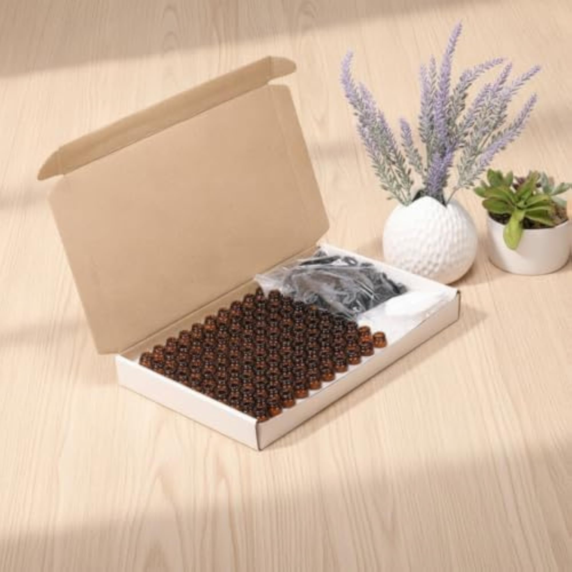 100 Pieces Amber Essential Oil Bottles, Travel-Friendly